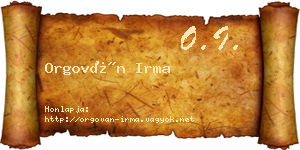 Orgován Irma névjegykártya